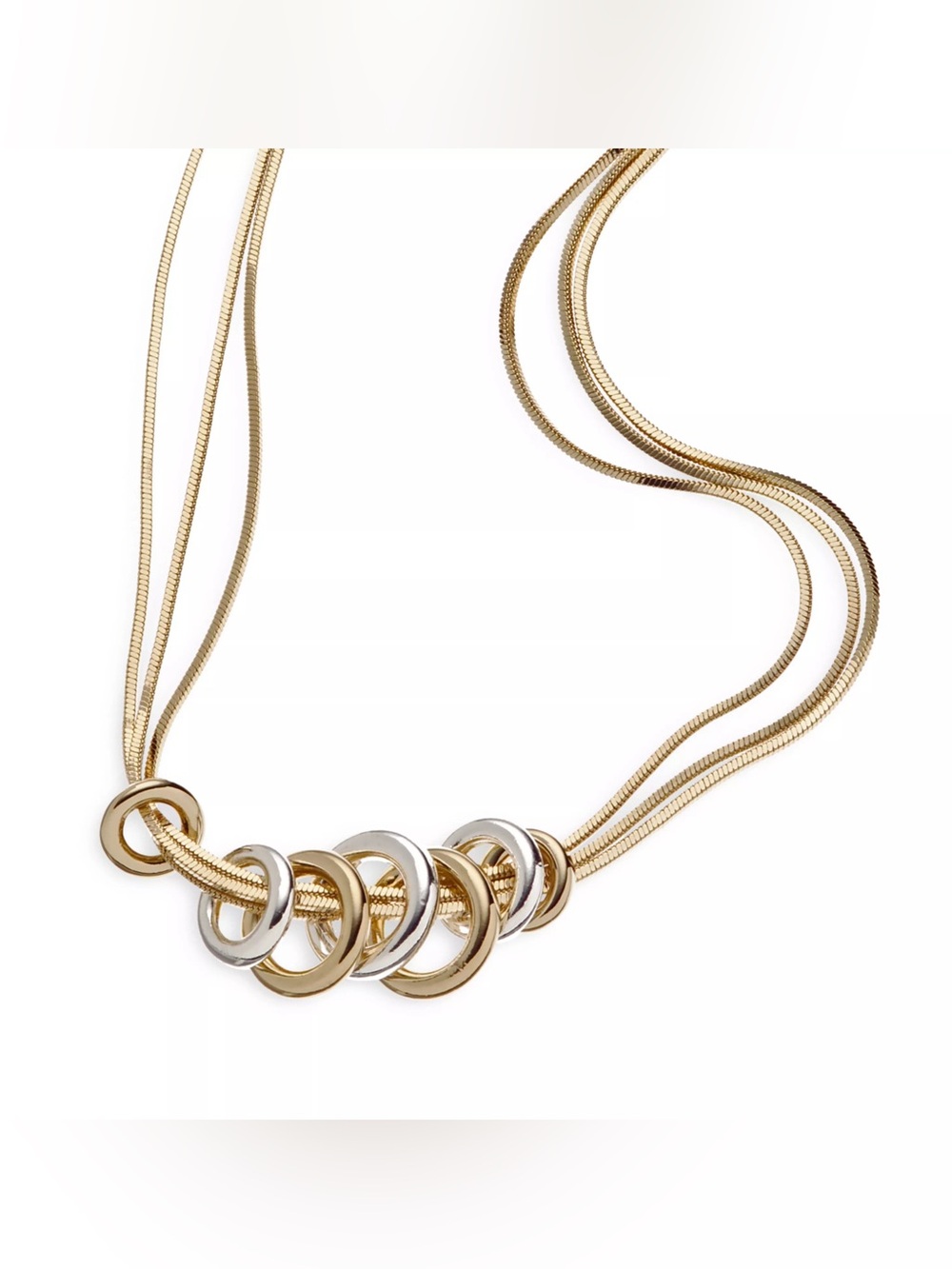 Vintage NAPIER Two Tone Triple Strand Necklace